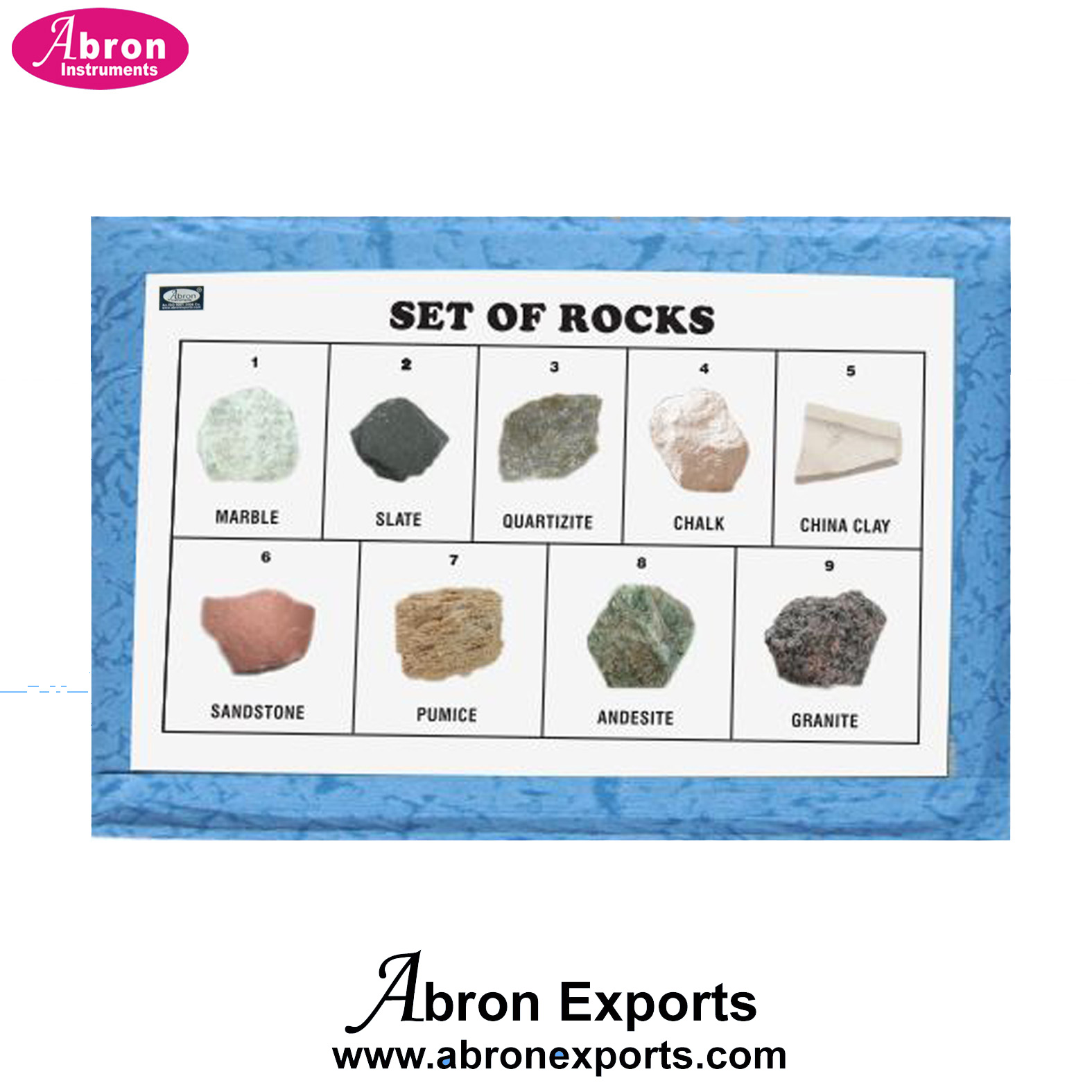 Collection set of 10 Rocks minerals set display card box